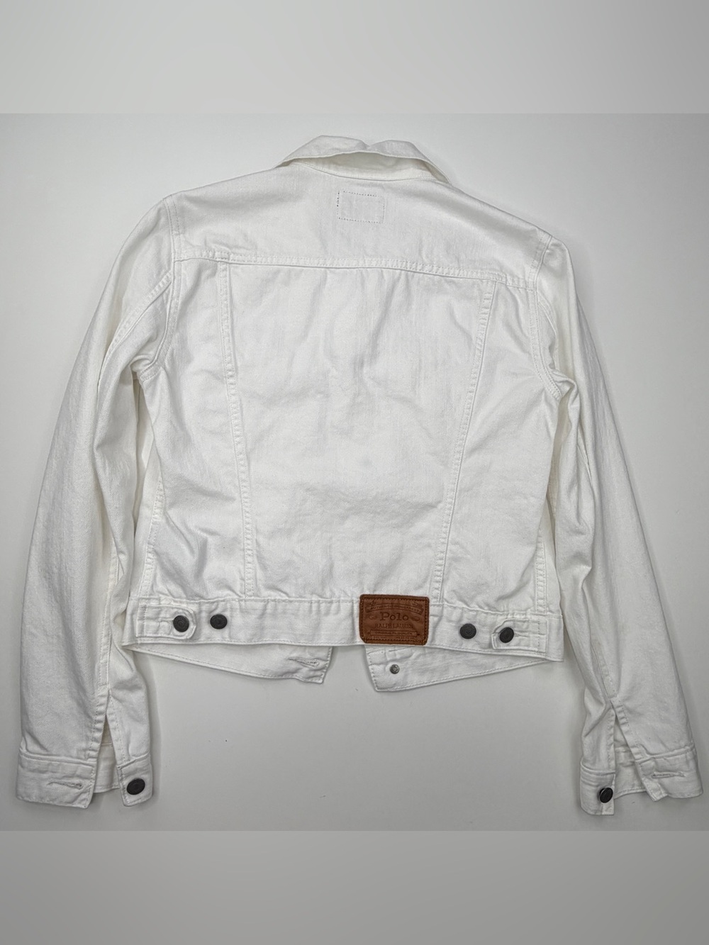 Y2K Vintage 90s White Polo Ralph Lauren Denim Trucker Jacket - Women's GUC Small - Picture 6 of 8